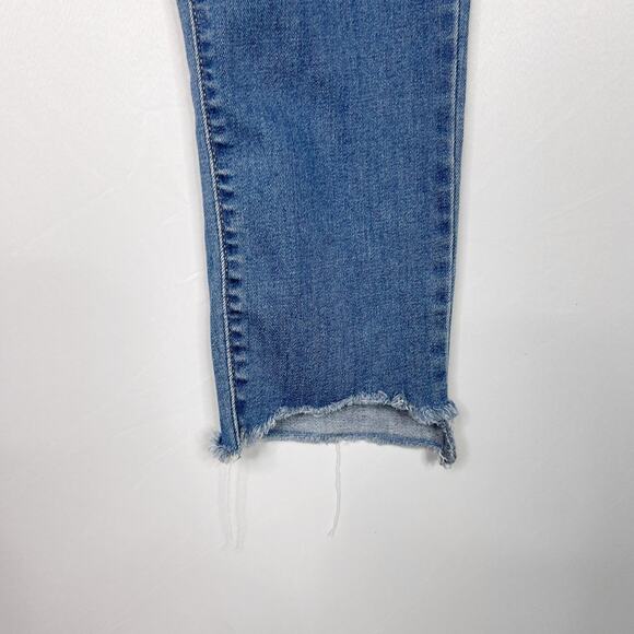 Levis Womens 34 Medium Wash 721 High Rise Skinny Jeans Raw Fray Hem Blue Cotton - Picture 5 of 13